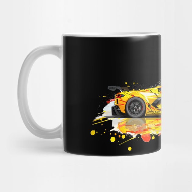 Accelerate Yellow C8 Corvette GT3 Supercar Racecar Yellow Color Splash Corvette C8 by Tees 4 Thee